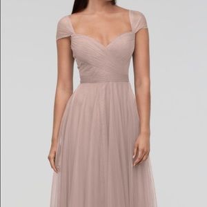 Full length pink mesh dress
